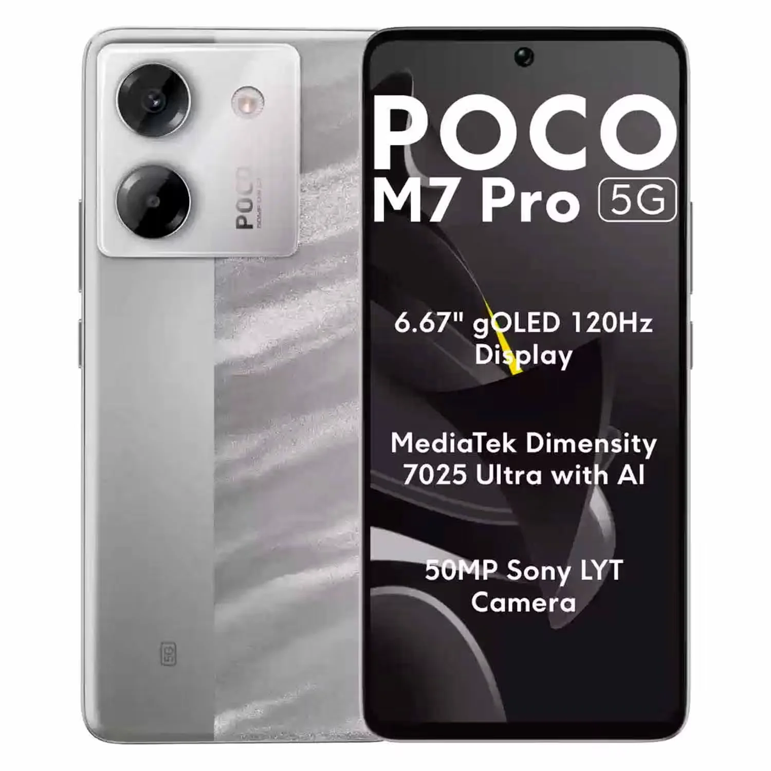 Smartphone Xiaomi Poco M7 Pro 5G Global 512GB 12GB RAM Dual SIM Tela 6.67" - Prata