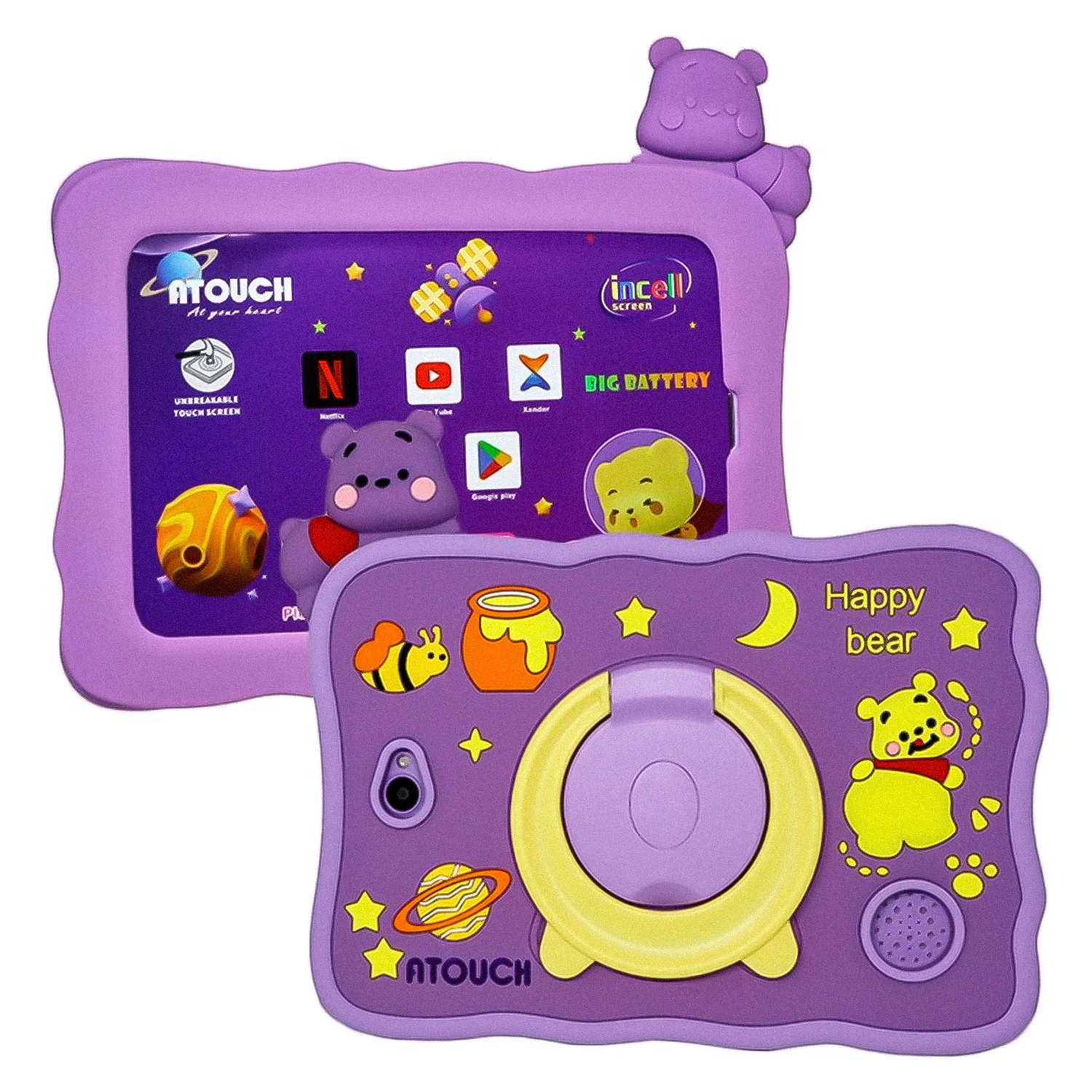 Tablet Atouch KC64 Pro Kids Tela 7" WiFi 256GB 8GB RAM - Lilás
