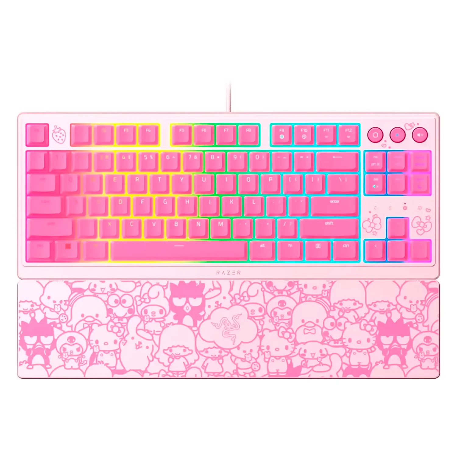 Teclado Gamer Razer Ornata V3 Hello Kitty and Friends Edition RZ03-04881900-R3M1 RGB - Rosa