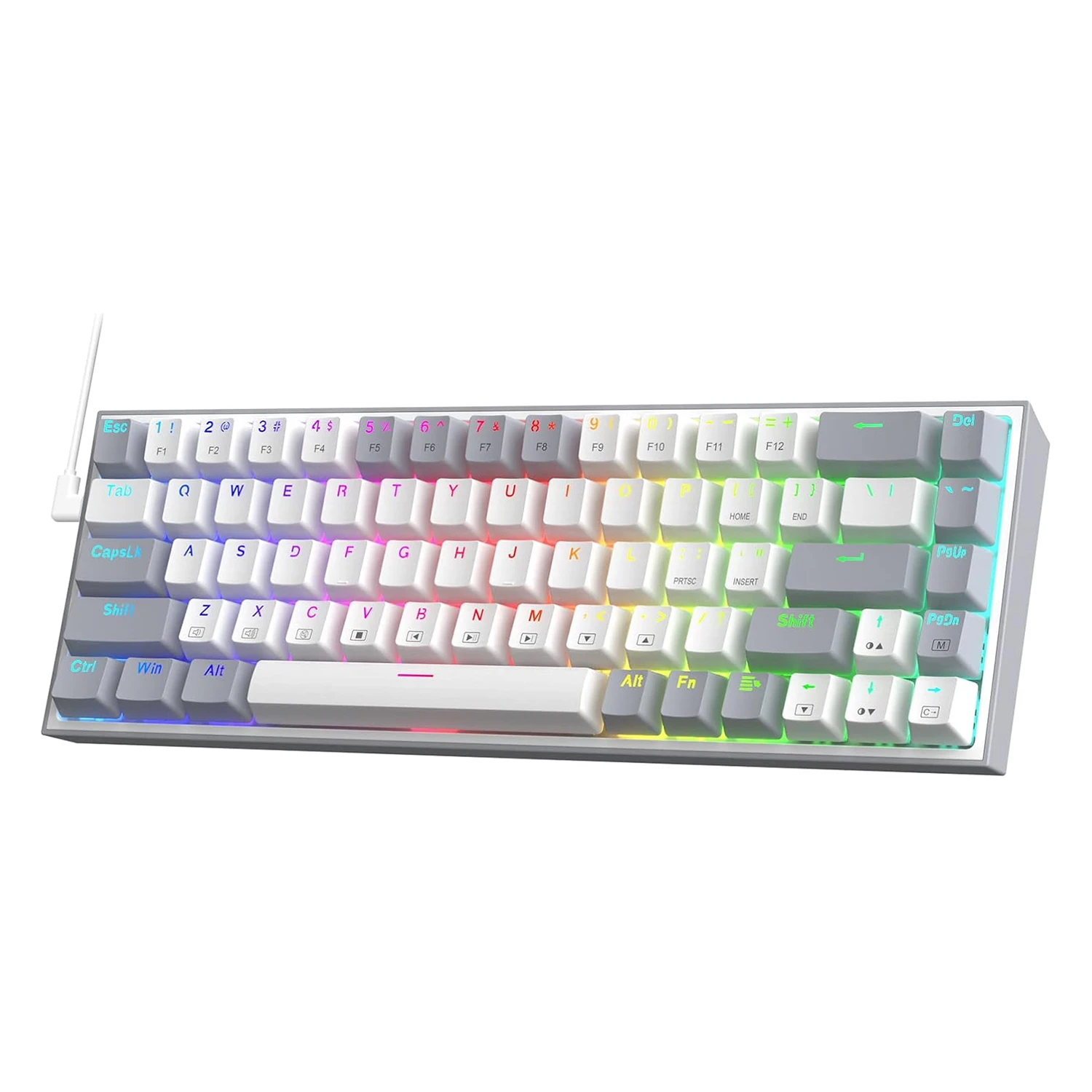 Teclado Gamer Redragon Castor K631-RGB Switch Vermelho Layout 65% - Branco