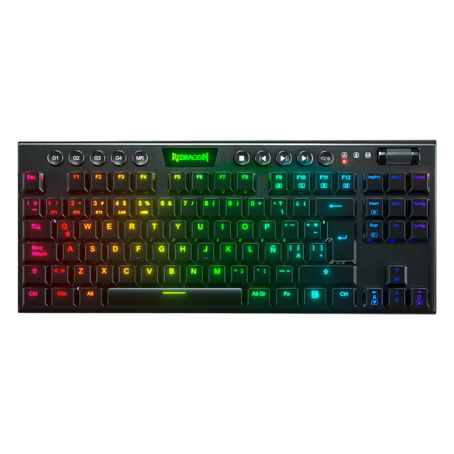 Teclado Gamer Redragon Horus TKL K621-RGB-V2 Switch Red Sem Fio - Preto