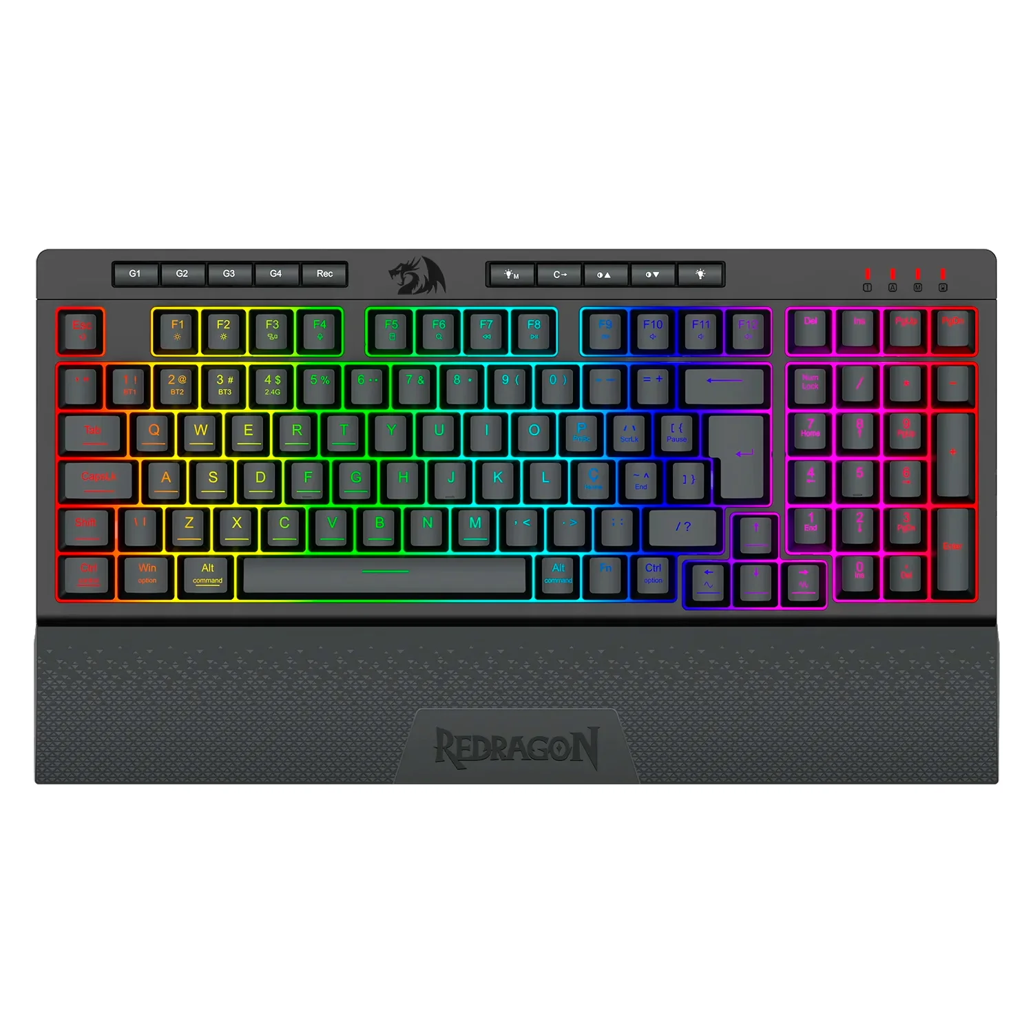 Teclado Gamer Redragon K515RGB Pro Shiva Pro 98 RGB Sem Fio Inglês - Preto
