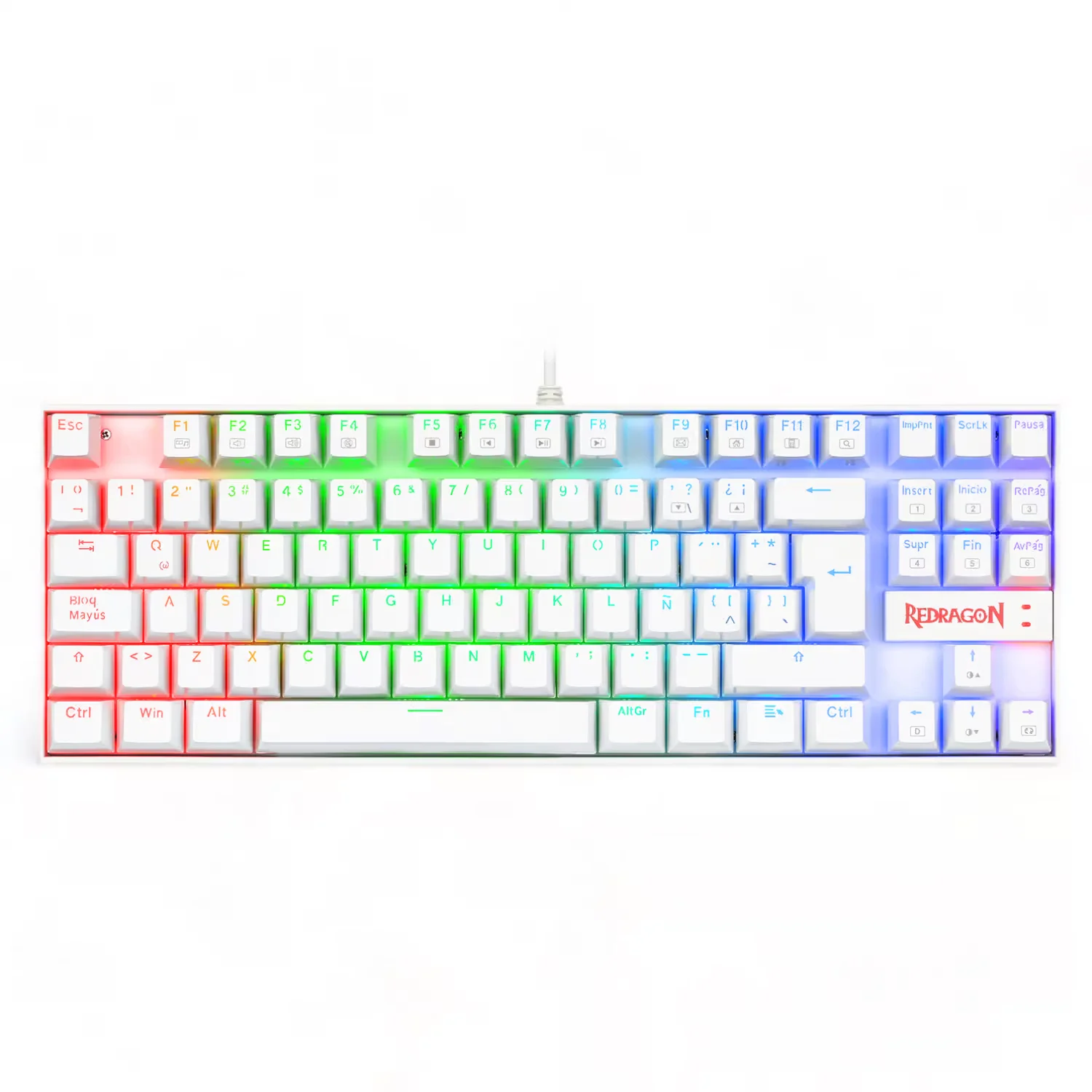 Teclado Gamer Redragon K552W-RGB Kumara com Fio Inglês - Branco