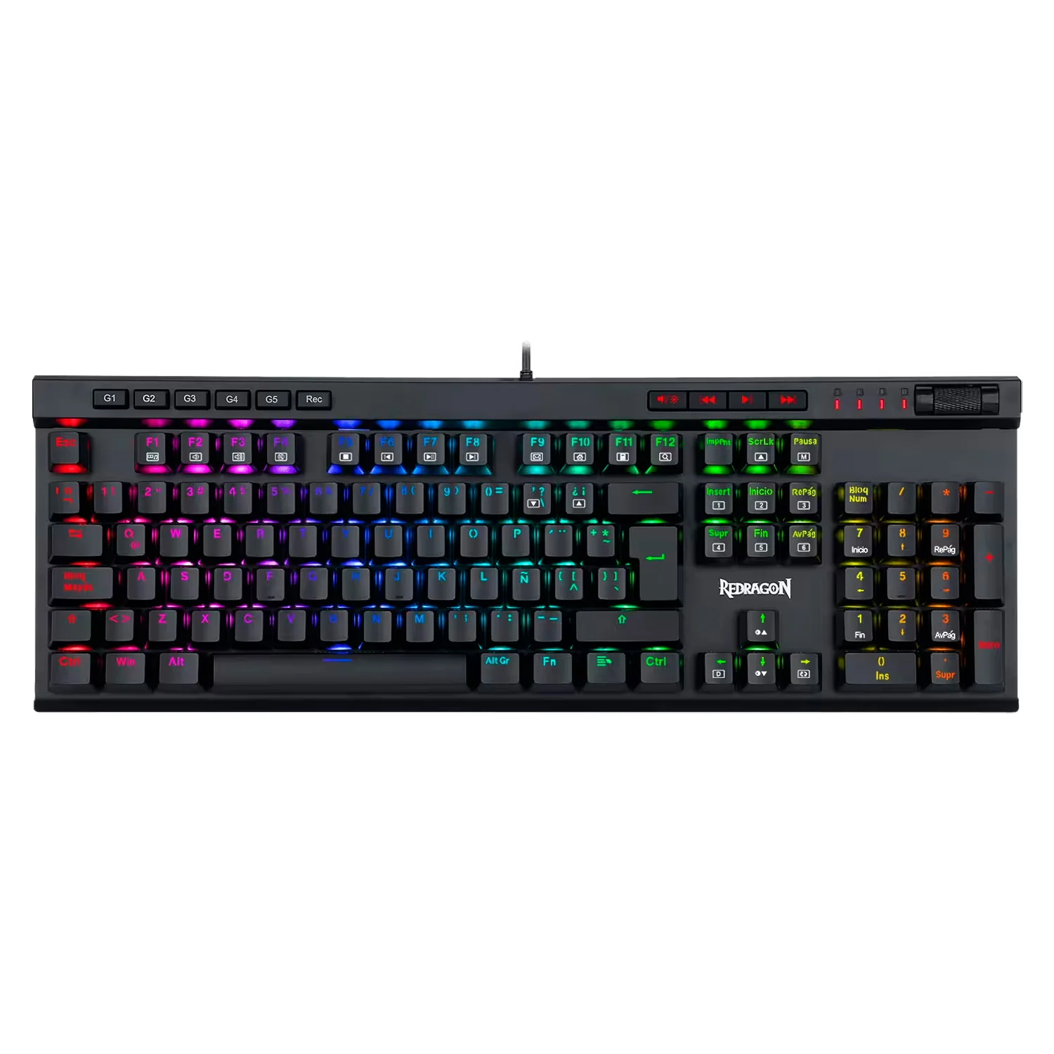 Teclado Gamer Redragon K580RGB Vata Com Fio Inglês - Preto