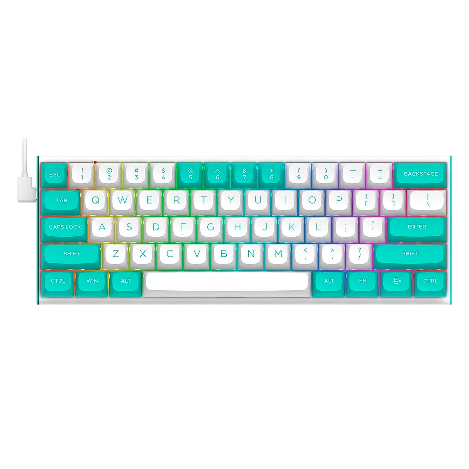 Teclado Gamer Redragon K683WB RGB Fidd Sem Fio Inglês - Branco Verde