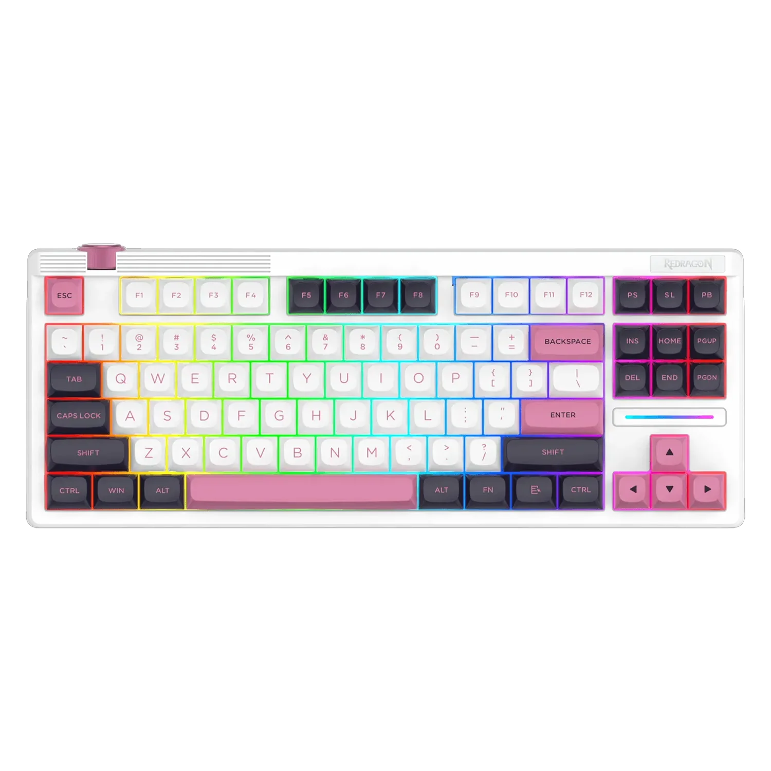 Teclado Gamer Redragon Otiim K729WBP RGB Layout 80% USB-C - Branco