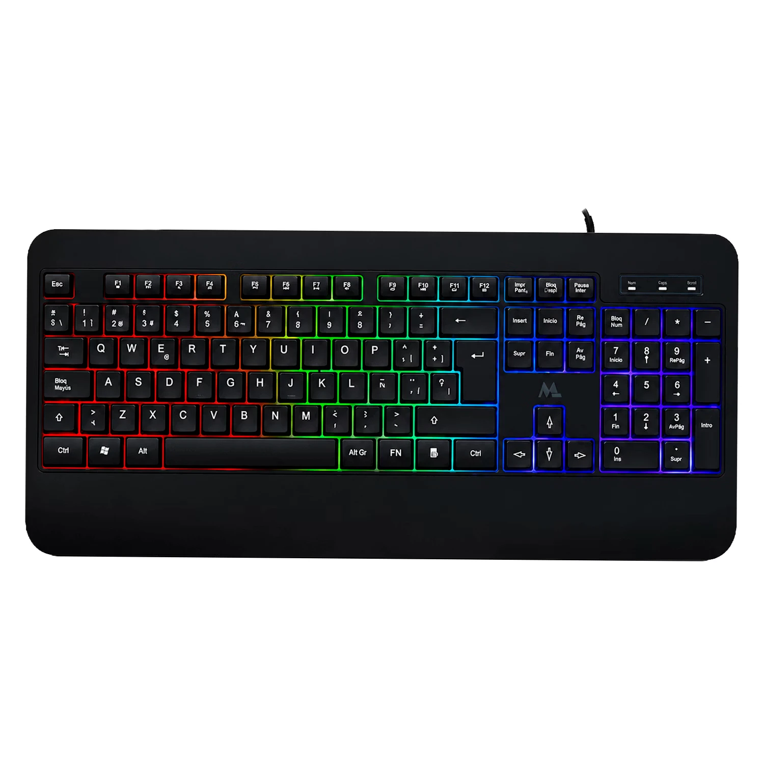 Teclado Mtek KB-7701LR-ESP RGB USB Espanhol - Preto