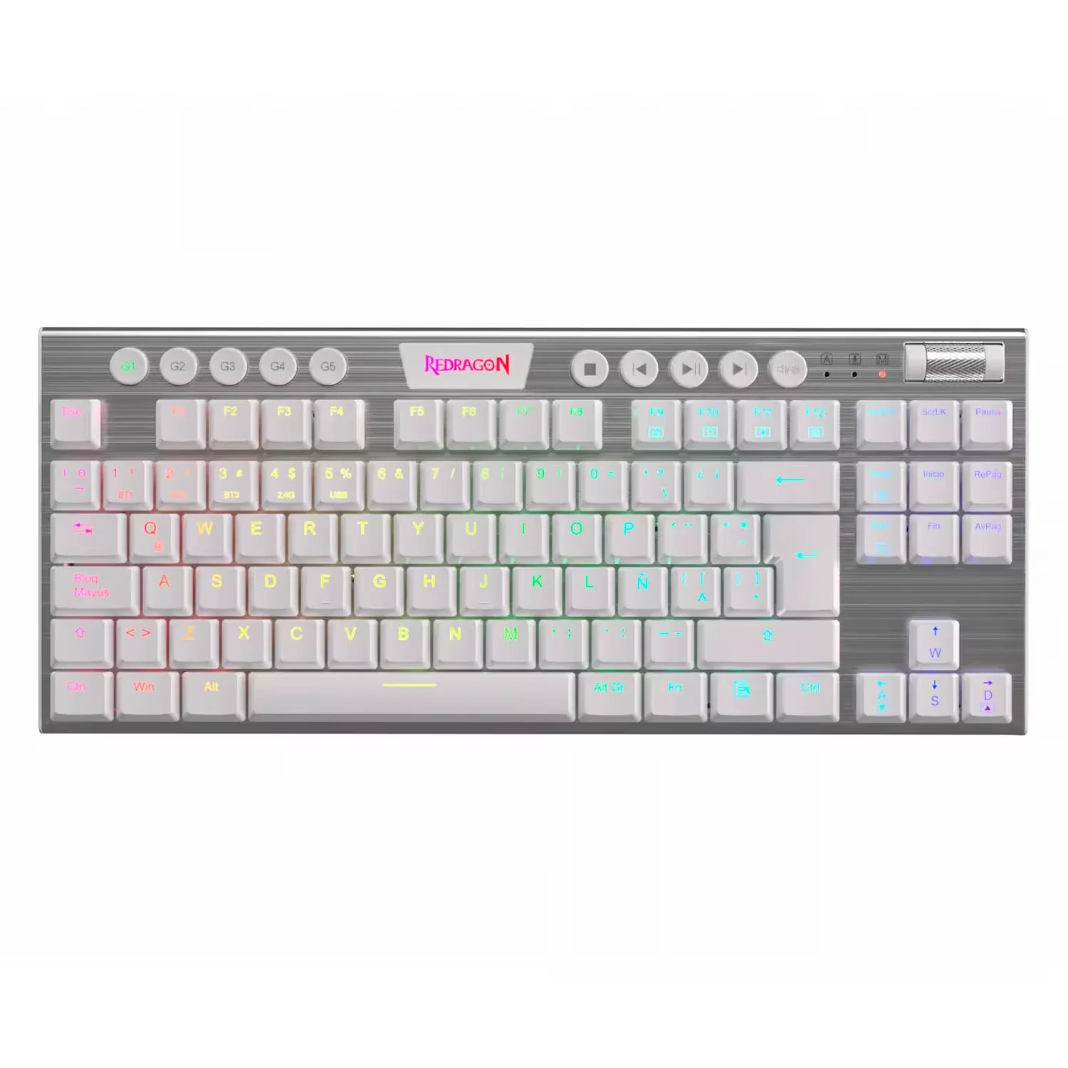 Teclado Redragon Horus TKL K622W-RGB-SP Switch Red - Branco